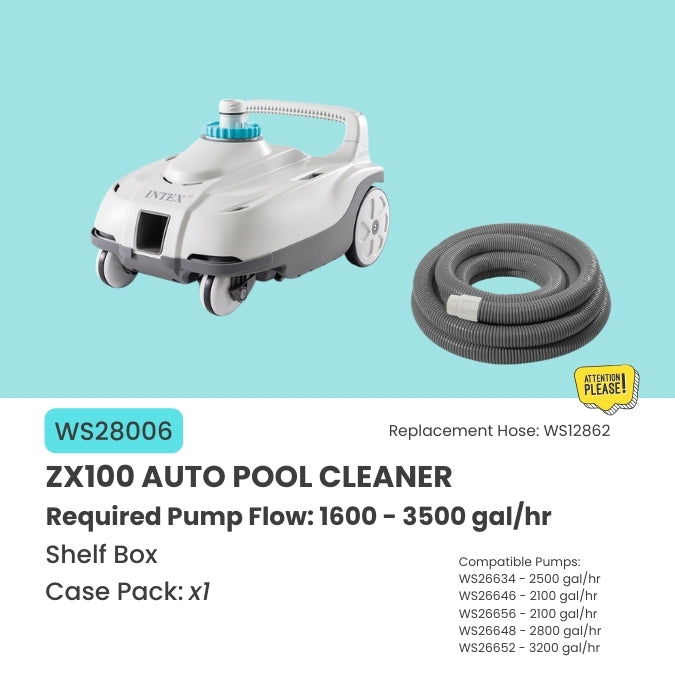 k Intex ZX100 Auto Pool Cleaner + 2800 GPH Sand Filter Pump Combo