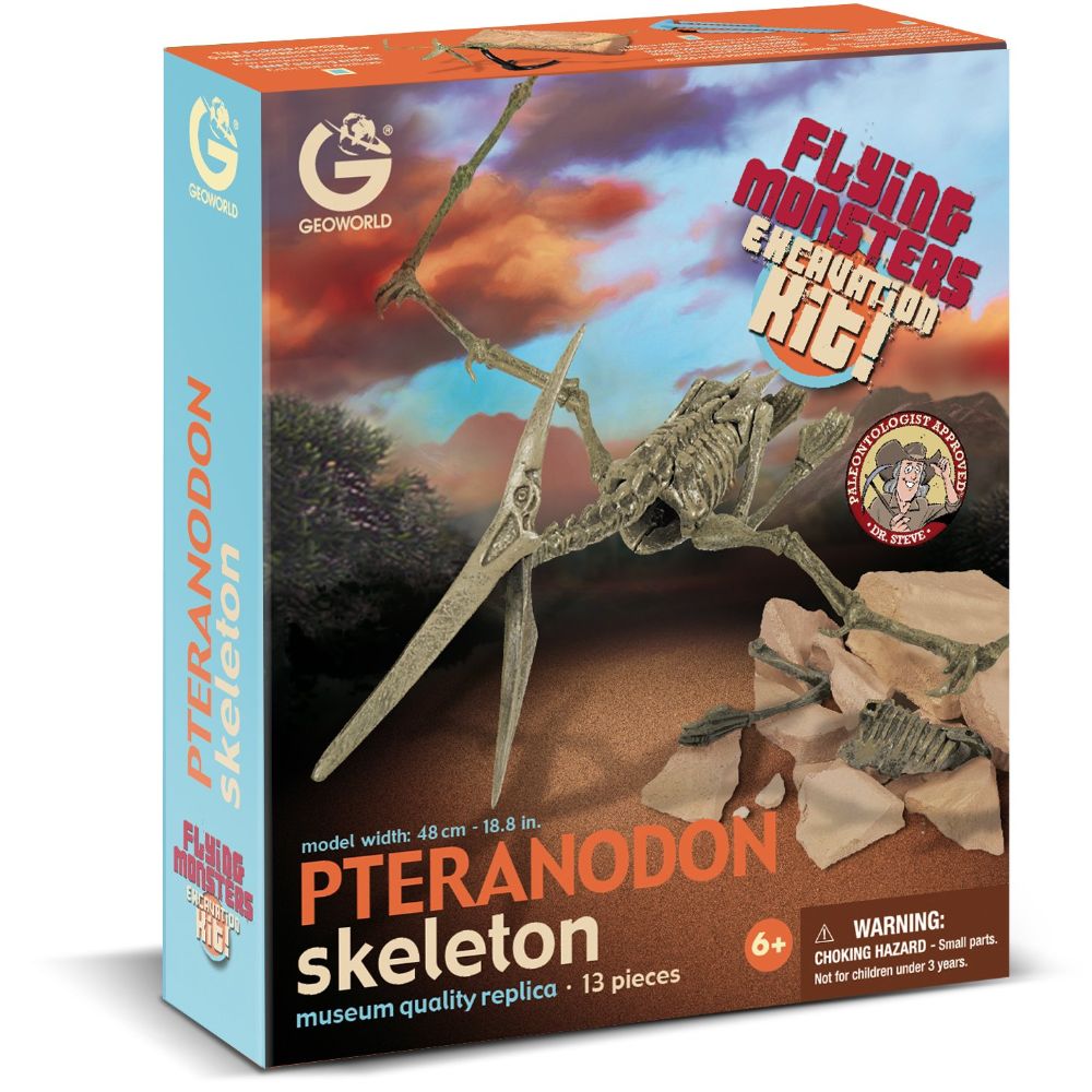 Geoworld Flying Monsters Pteranodon Skeleton Dino Dig Excavation Kit ...