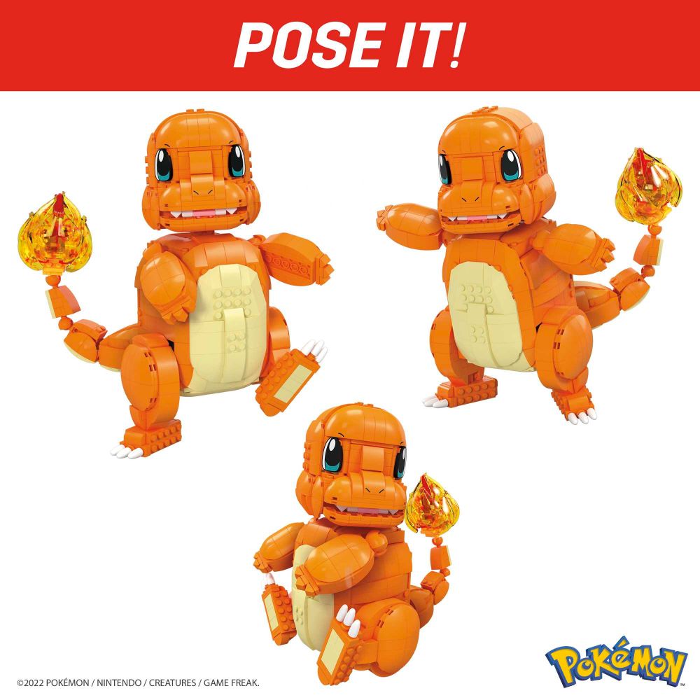 MEGA Pokémon Jumbo Charmander – Bouwset Met 750 Stenen – 28 Cm Groot – Bewegende Armen, Benen & Staart – Cadeau Voor Kinderen Vanaf 10 Jaar
